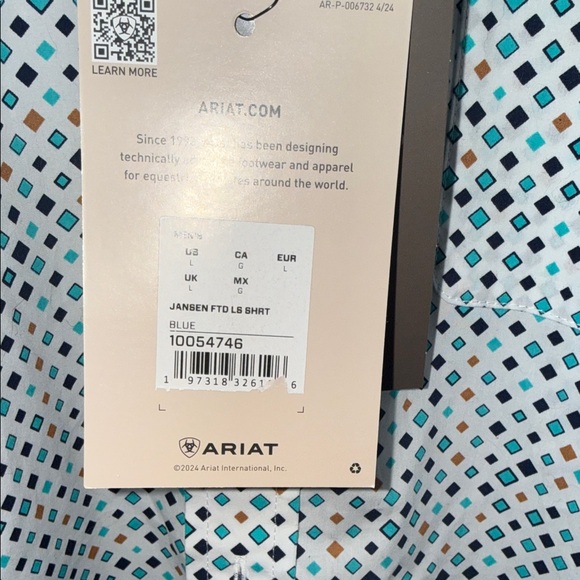 Ariat White Button-Down Shirt with Multi-Color Dot Print - Picture 5 of 6